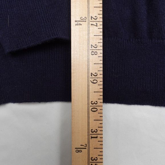 LL Bean 1/4 Zip Sweater Men's L Navy Blue Pullover Mock Neck Long Sleeves Knit - Picture 2 of 7